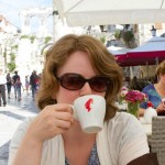 Contemplating the rigors of travel with a coffee in the ruins of Roman Emperor Diocletian's palace